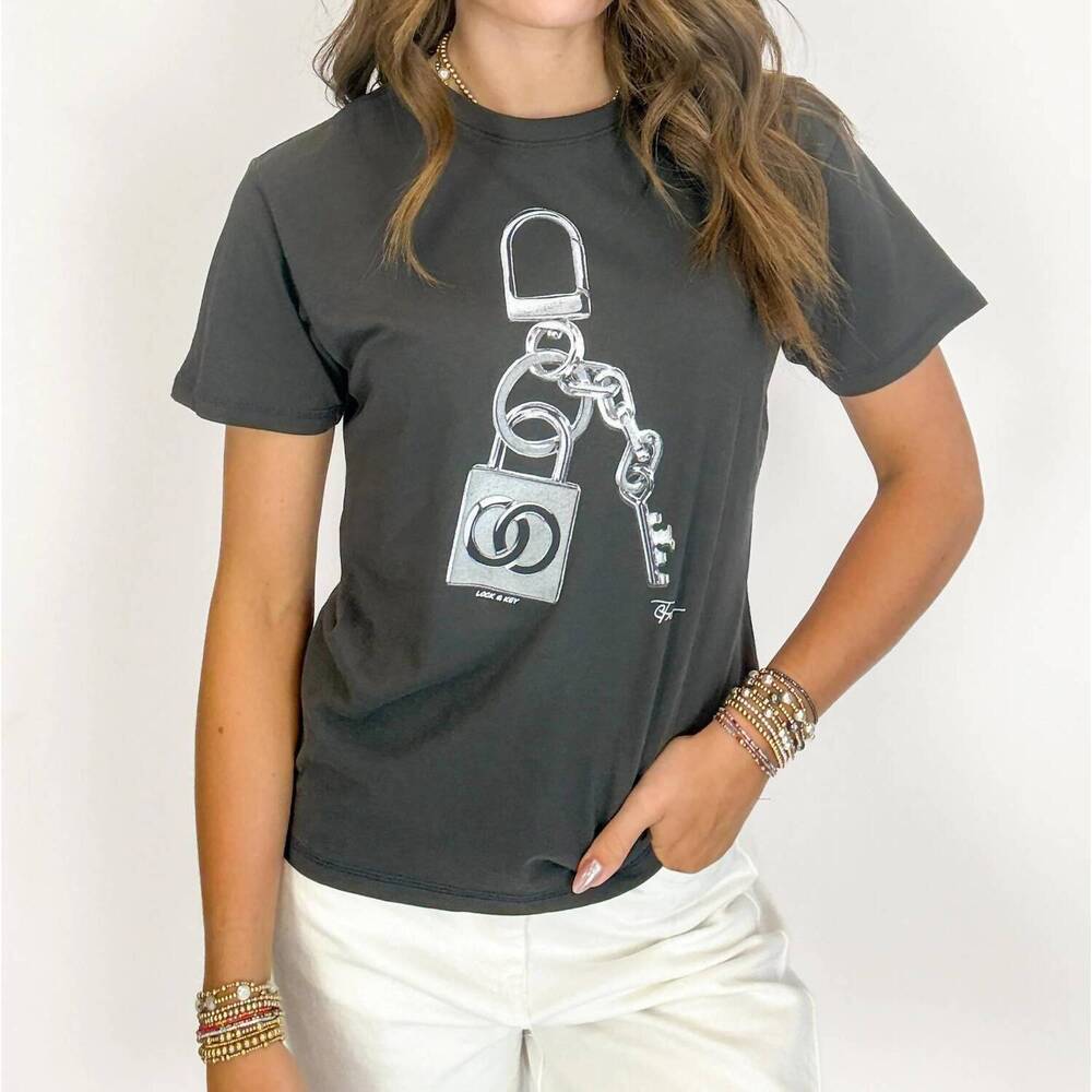 NEW CPRESS STUDIO lock & key mushie tee in worn black